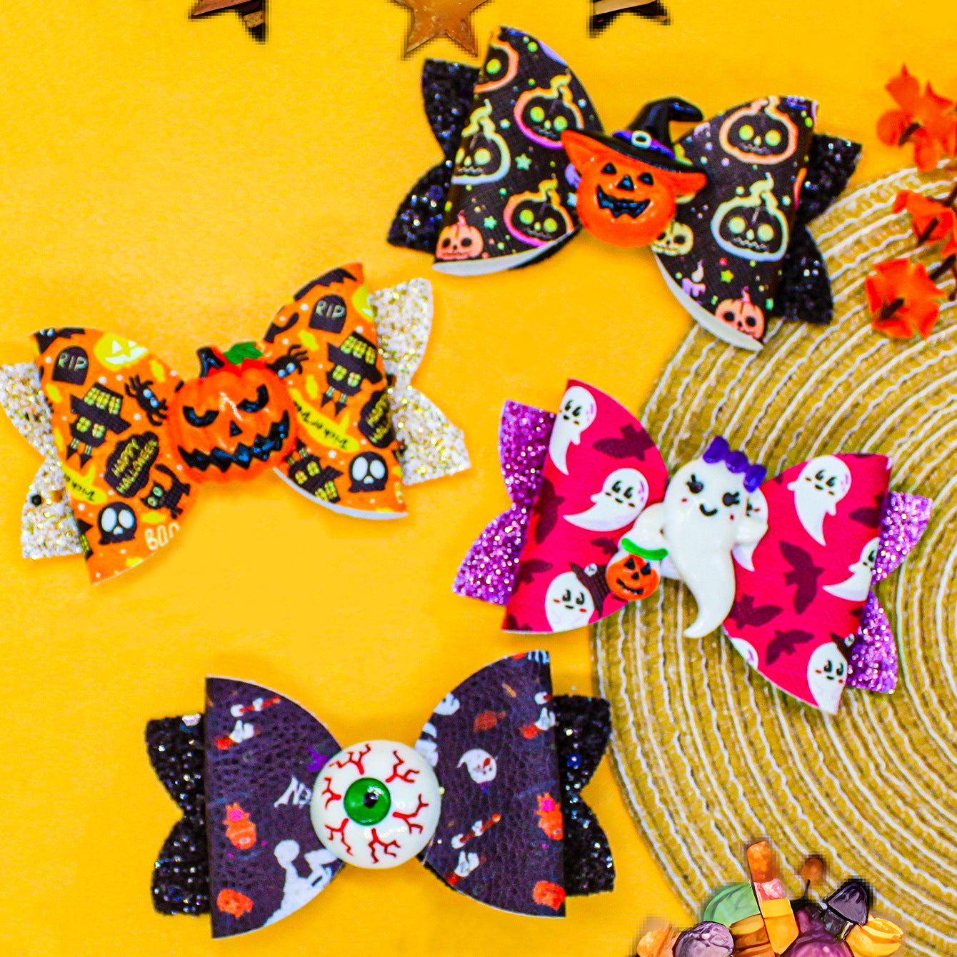 Wholesale  Pumpkin Ghost Skull Eyeball Print Children' s Hairpin